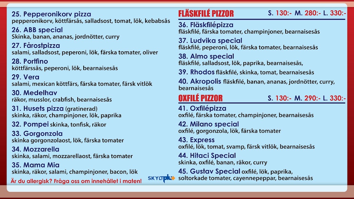 Menu Pizzeria Milano I Ludvika-5